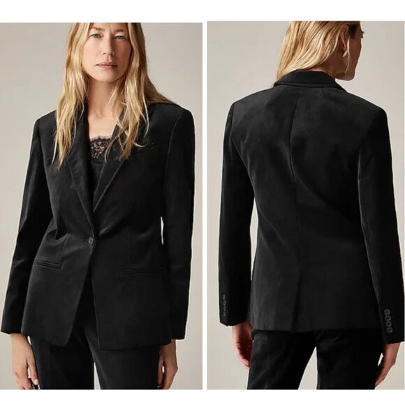 J. Crew Alexandra Black Velvet Single Breasted Blazer Jacket nbnn - Picture 1 of 15